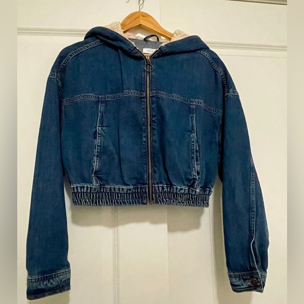 Topshop Sherpa Jean Crop Jacket